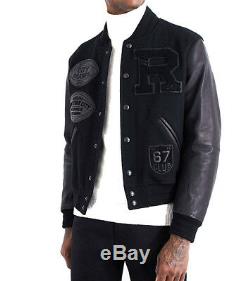 $3,995 Ralph Lauren Purple Label Mens Black New York Wool Leather Varsity Jacket