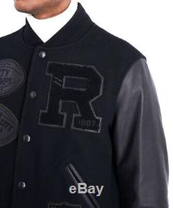 $3,995 Ralph Lauren Purple Label Mens Black New York Wool Leather Varsity Jacket