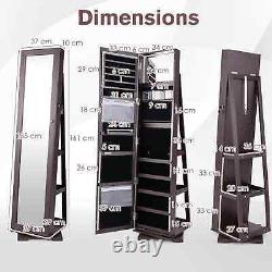 3-in-1 Lockable Large Capacity Jewelry Organizer with Full Length Mirror