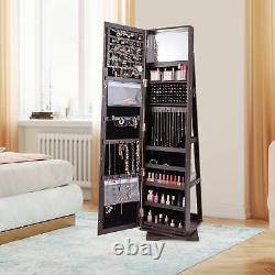 3-in-1 Lockable Large Capacity Jewelry Organizer with Full Length Mirror