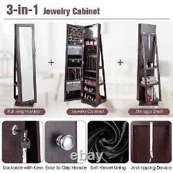 3-in-1 Lockable Large Capacity Jewelry Organizer with Full Length Mirror