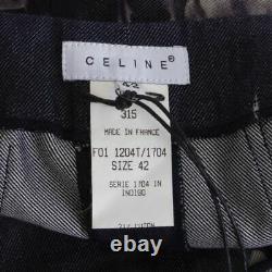 58180 auth CELINE blue & beige cotton & silk TIE-DYE Maxi Skirt 42 L