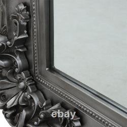 6.2FT X Large Ornate Silver Full Length Wall Leaner Floor Mirror Carving Flowers
