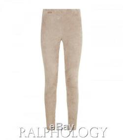 $998 Polo Ralph Lauren Womens Taupe Leather Suede Leland Legging Pant Pants NWT