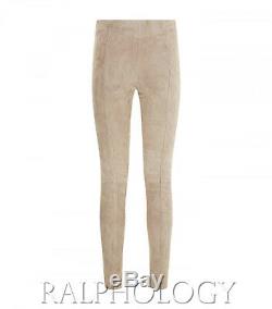 $998 Polo Ralph Lauren Womens Taupe Leather Suede Leland Legging Pant Pants NWT