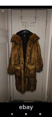 ASOS Design Le Quan Smith faux fur full length hooded coat large