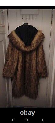 ASOS Design Le Quan Smith faux fur full length hooded coat large