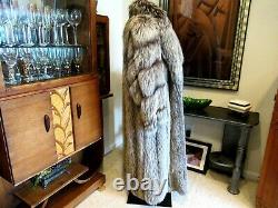 AUTHENTIC GLAM SILVER FOX FULL LENGTH (52) COAT With DIRECTIONAL SLEEVES SZ L/XL