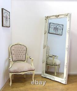 Abbey Large Ornate Full Length Vintage Wall Leaner Mirror Cream 165cm x 79cm