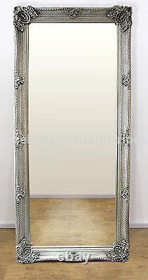 Abbey Ornate Large Full Length Leaner Mirror White or Silver 65 x 31