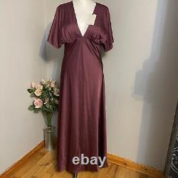 Abercrombie and fitch Flutter Sleeve Satin Maxi Dress L