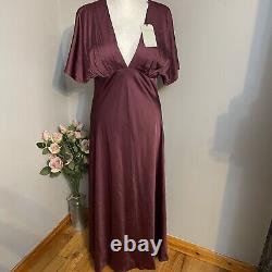 Abercrombie and fitch Flutter Sleeve Satin Maxi Dress L