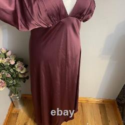 Abercrombie and fitch Flutter Sleeve Satin Maxi Dress L