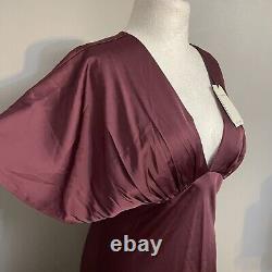 Abercrombie and fitch Flutter Sleeve Satin Maxi Dress L