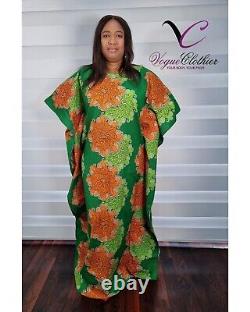 African Stone Embellished Full-length Luxury Kaftan Ankara Dress. Medium & Large