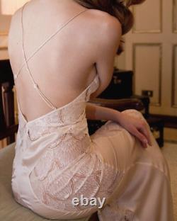 Agent Provocateur Soiree EMIE blush gown silk lace dress M L full length maxi