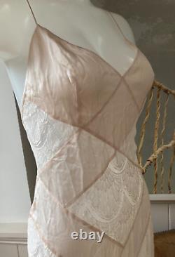 Agent Provocateur Soiree EMIE blush gown silk lace dress M L full length maxi