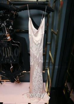 Agent Provocateur Soiree EMIE blush gown silk lace dress M L full length maxi