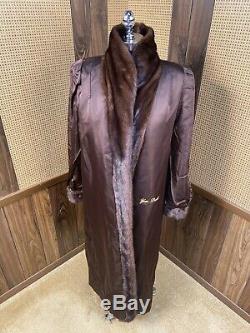 Amazing Macy's Fur Salon 50 Full Length Brown Ranch Mink Fur Coat Large 10 12