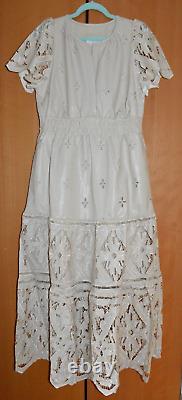 Anthropologie The Somerset Maxi Dress Faux Leather Embroidered Edition L