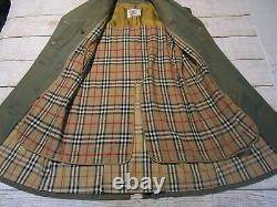 Authenticated Burberry Full Length Womens Trench Rain Coat Iridescent Army Green
