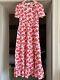 Bnwt Pink City Prints Cotton Evelyn Dress, Candy Geranium Red / Pink & White, L