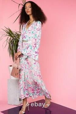 BNWT Rixo Amel Peach Floral Story Maxi Dress With Necktie Sz XS S M L XL