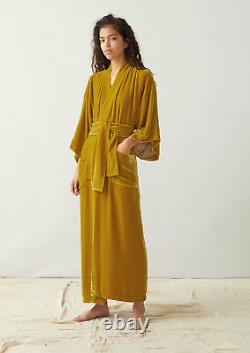 BNWT TOAST Gold Silk Velvet full length Kimono styled dressing gown robe size L