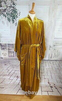 BNWT TOAST Gold Silk Velvet full length Kimono styled dressing gown robe size L