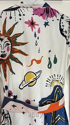 BNWT Zara Rare Celestial Moon Sun Printed Maxi Shirt Dress Holiday Trinny L