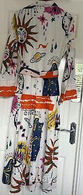 BNWT Zara Rare Celestial Moon Sun Printed Maxi Shirt Dress Holiday Trinny L