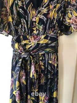 Ba&sh Jessy Floral Blue Lurex Maxi Dress Size 3/ Large/ UK14 Only Worn Once