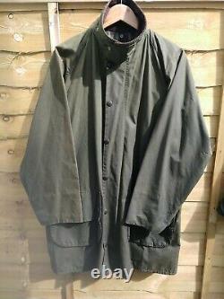 Barbour Wax Jacket GameFair Green Size c42 Large Vintage 2 Crest Full Length