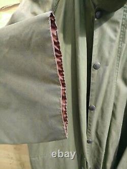 Barbour Wax Jacket GameFair Green Size c42 Large Vintage 2 Crest Full Length