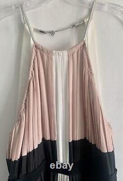 Bcbgmaxzria Colour Block Halter Neck Sleeveless Pleated Long Maxi Dress Sizel