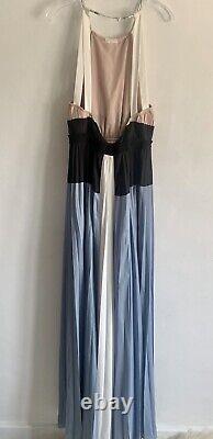 Bcbgmaxzria Colour Block Halter Neck Sleeveless Pleated Long Maxi Dress Sizel