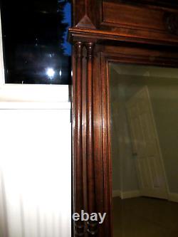 Beautiful Large Mirror, Carved Walnut, Cheval Full Length wall Mirror