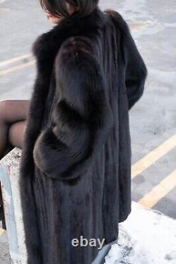Black Fox and Mink Full Length Fur Coat Elegant Black Stunning and Soft