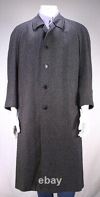 Brioni Gray/Black Herringbone Cashmere-Wool Full Length Overcoat 42R