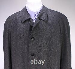 Brioni Gray/Black Herringbone Cashmere-Wool Full Length Overcoat 42R