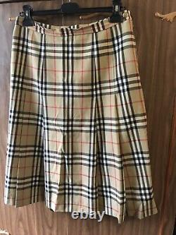 Burberry Burberrys Skirt Nova Check Plaid Kilt Vintage Size L