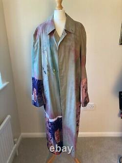 Burberry Ladies Full Length Trench Coat Mac with Unusual Quirky Pattern Size L