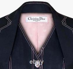 CHRISTIAN DIOR Women Black Denim Coat Size L Womens Black Jacket L Pink Lining