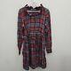 Cabbages And Roses Plaid Check 1/2 Button Up Pleated Smock Teacher Dress Large