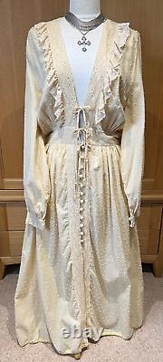 Chasing Unicorns Bohemian/Victorian Lace Trim Swiss Dot Long Dress Size L