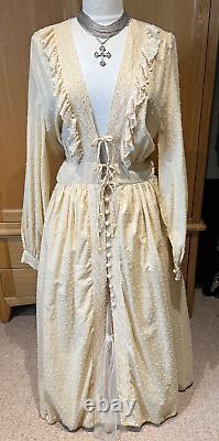 Chasing Unicorns Bohemian/Victorian Lace Trim Swiss Dot Long Dress Size L