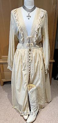 Chasing Unicorns Bohemian/Victorian Lace Trim Swiss Dot Long Dress Size L