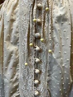 Chasing Unicorns Bohemian/Victorian Lace Trim Swiss Dot Long Dress Size L