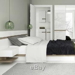 Chelsea Large Wide White Gloss & Oak Bedroom Furniture 3 Door Mirror Wardrobe