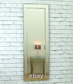 Chloe Silver Glass Framed Full Length Bevelled Wall Mirror 40cm x 120cm Large
